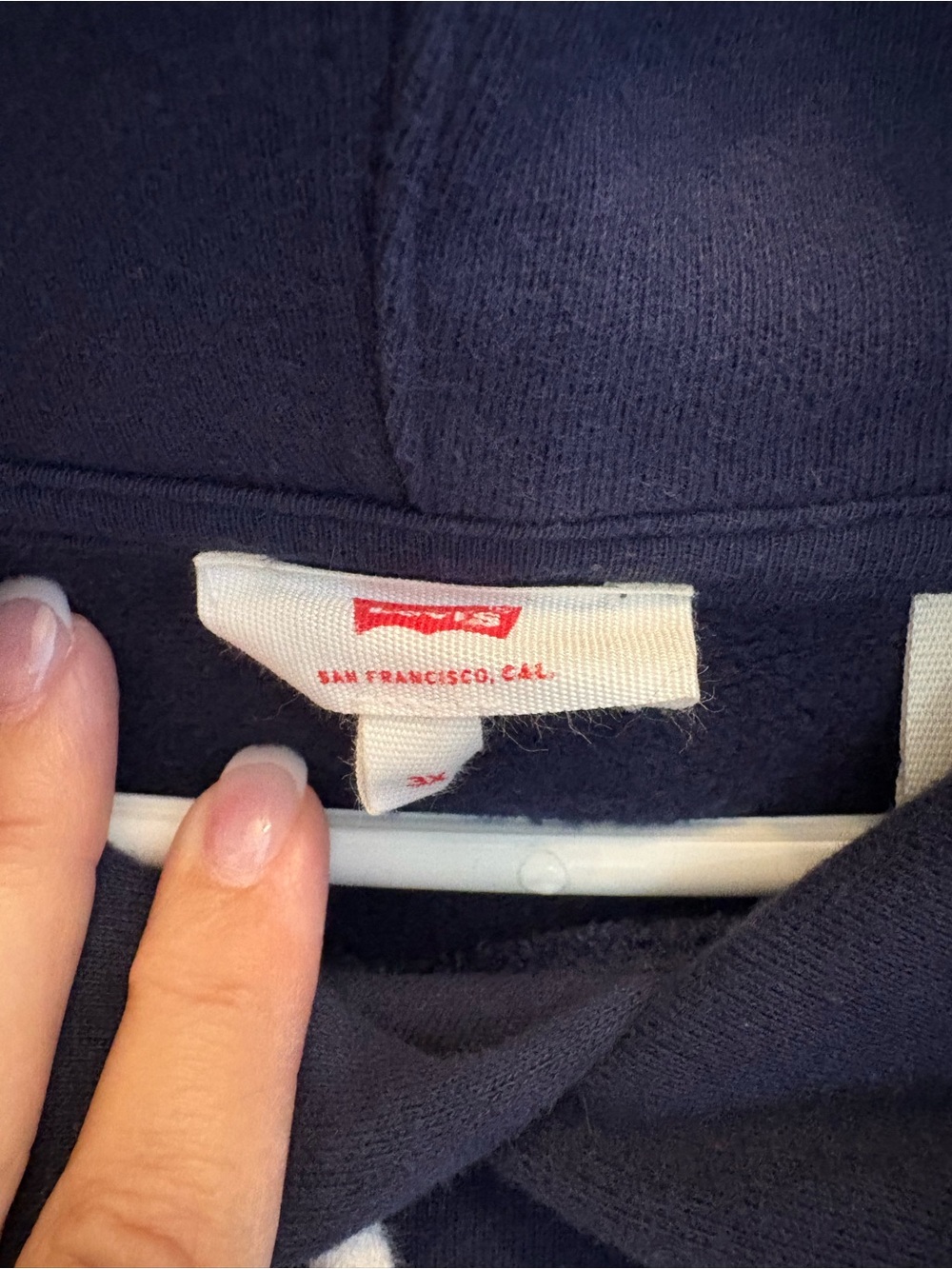 Levi's Maritime Navy Hoodie with Red & White Panels - Picture 3 of 4